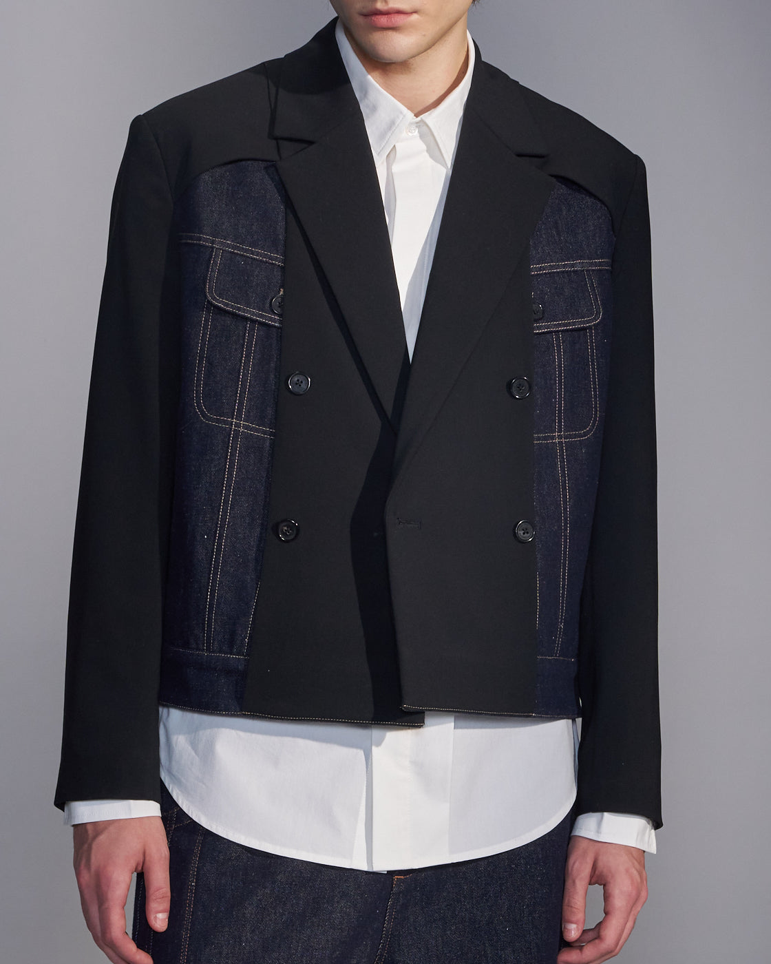 HARRISON WONG / Deconstructed Cropped Denim Blazer