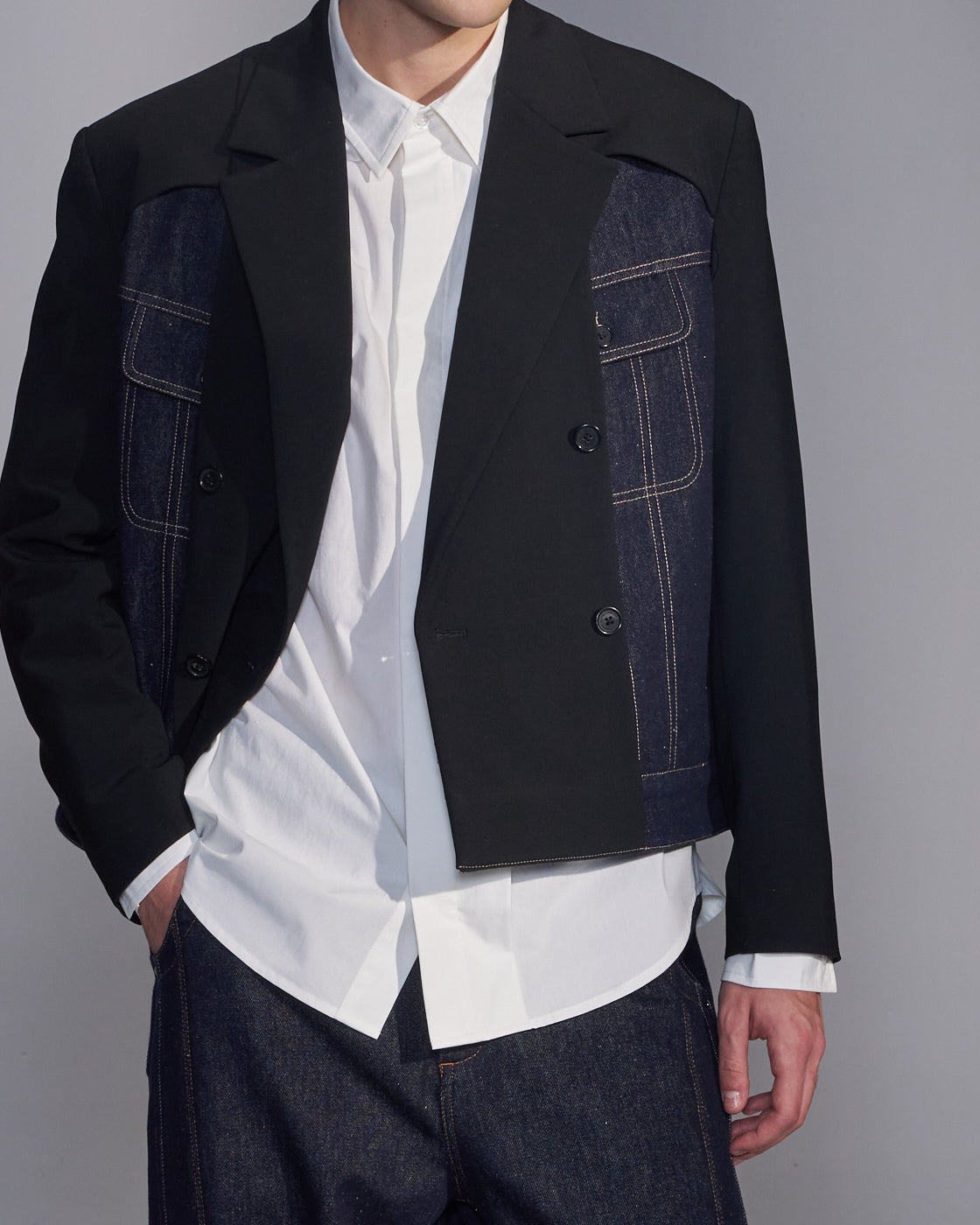 HARRISON WONG / Deconstructed Cropped Denim Blazer