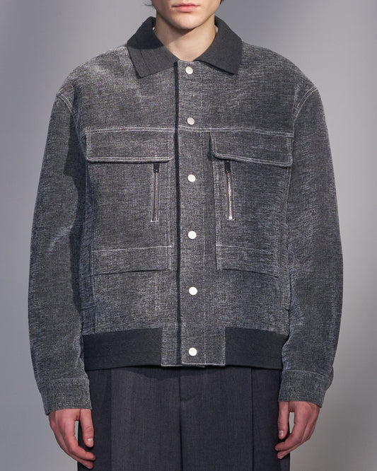 HARRISON WONG / Moleskin Jacket With Knit Collar