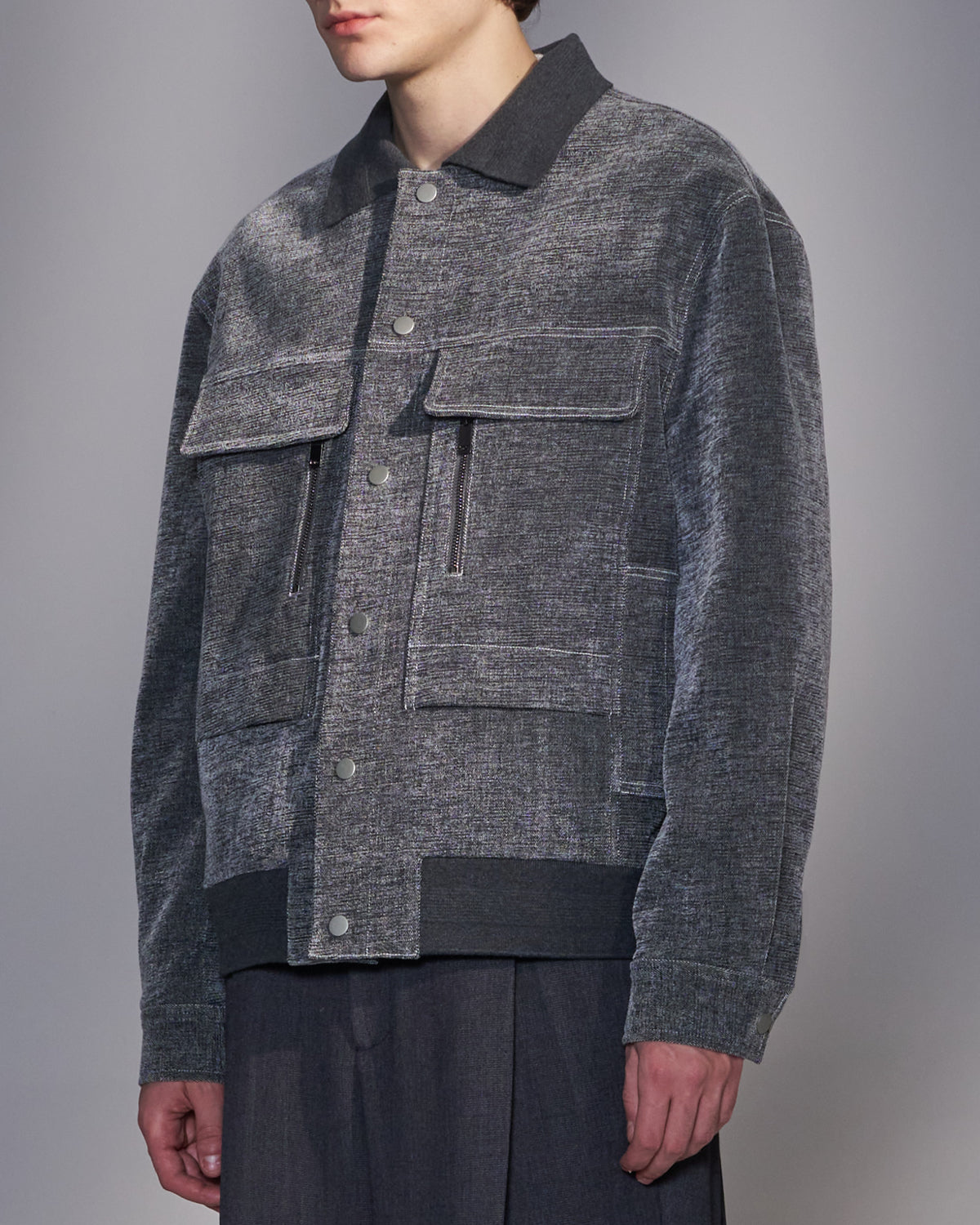 HARRISON WONG / Moleskin Jacket With Knit Collar