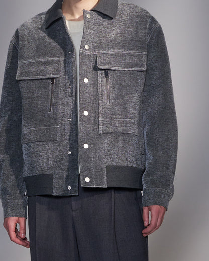 HARRISON WONG / Moleskin Jacket With Knit Collar