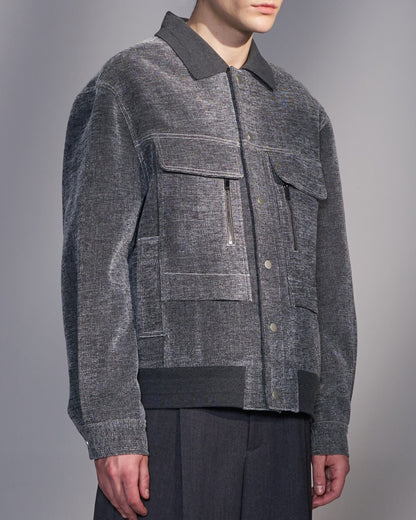 HARRISON WONG / Moleskin Jacket With Knit Collar