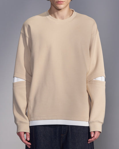 HARRISON WONG / Slit-Sleeve Sweatshirt - Beige