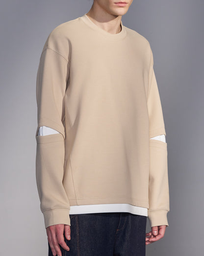 HARRISON WONG / Slit-Sleeve Sweatshirt - Beige