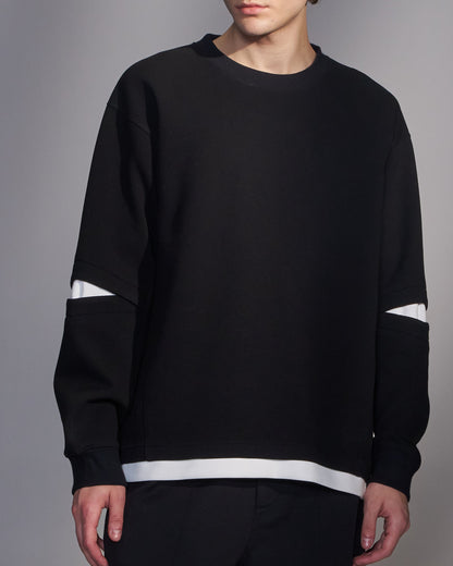 HARRISON WONG / Slit-Sleeve Sweatshirt - Black