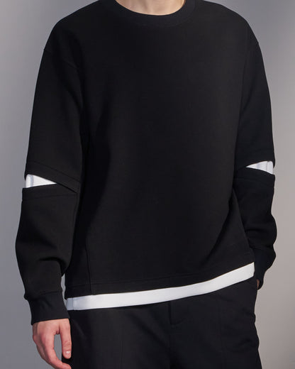 HARRISON WONG / Slit-Sleeve Sweatshirt - Black
