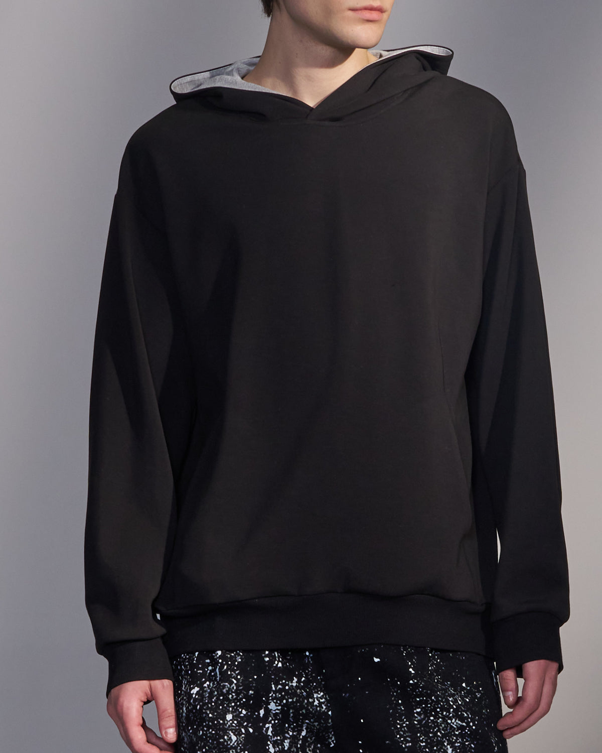 HARRISON WONG / Hoodie With Contrast Color Facing - Black
