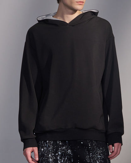 HARRISON WONG / Hoodie With Contrast Color Facing - Black