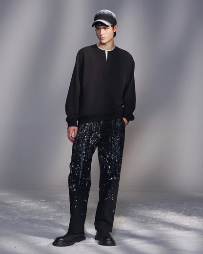 HARRISON WONG / Sweatshirt With Double Neckline - Black