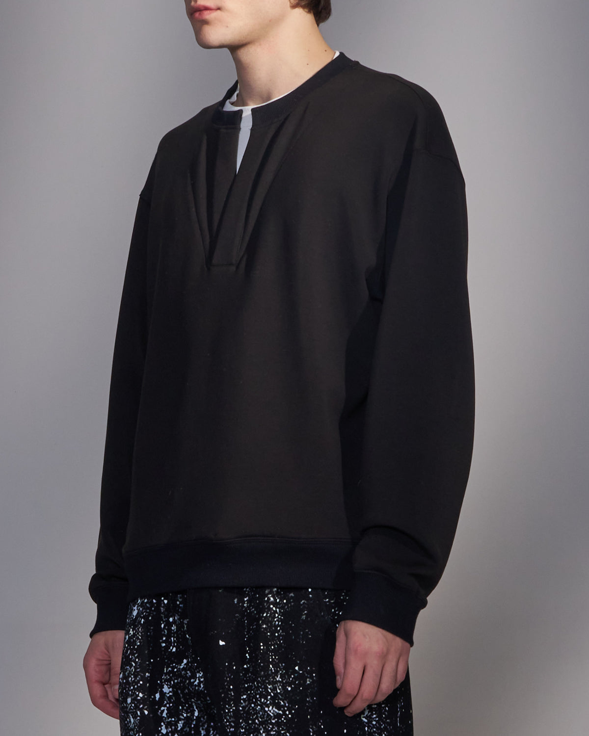 HARRISON WONG / Sweatshirt With Double Neckline - Black