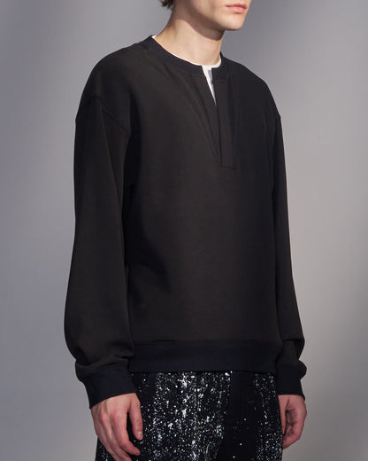 HARRISON WONG / Sweatshirt With Double Neckline - Black