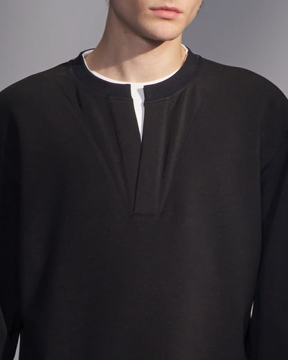 HARRISON WONG / Sweatshirt With Double Neckline - Black
