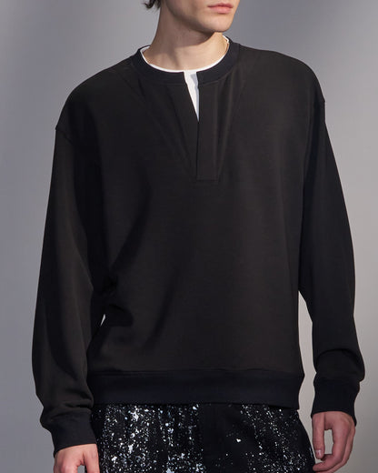 HARRISON WONG / Sweatshirt With Double Neckline - Black