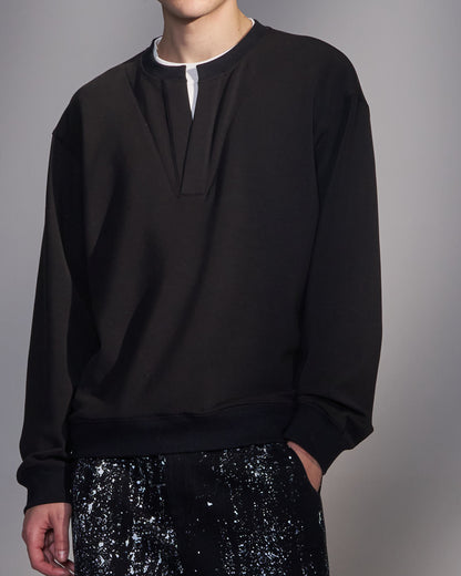 HARRISON WONG / Sweatshirt With Double Neckline - Black