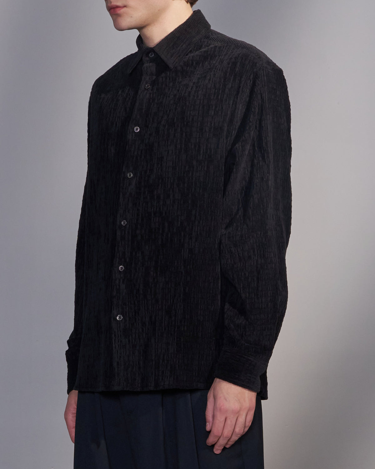 HARRISON WONG / Smocked Corduroy Shirt - Black