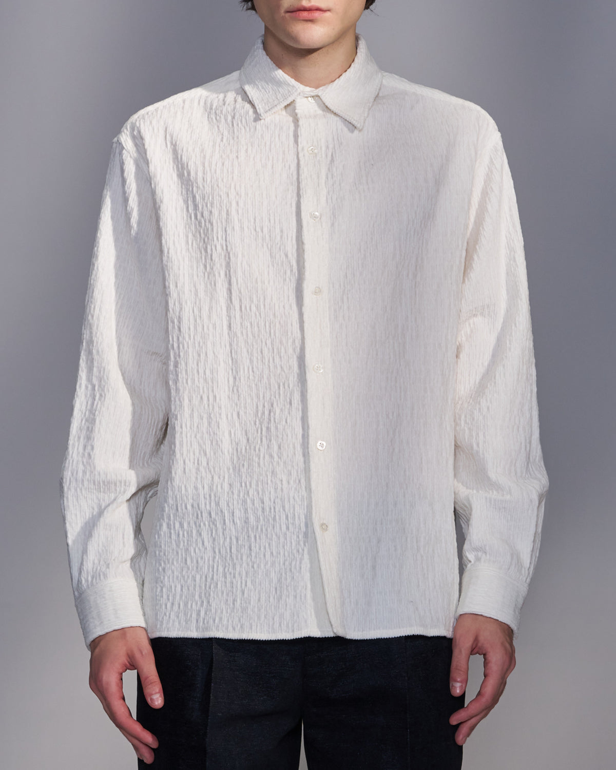 HARRISON WONG / Smocked Corduroy Shirt - White