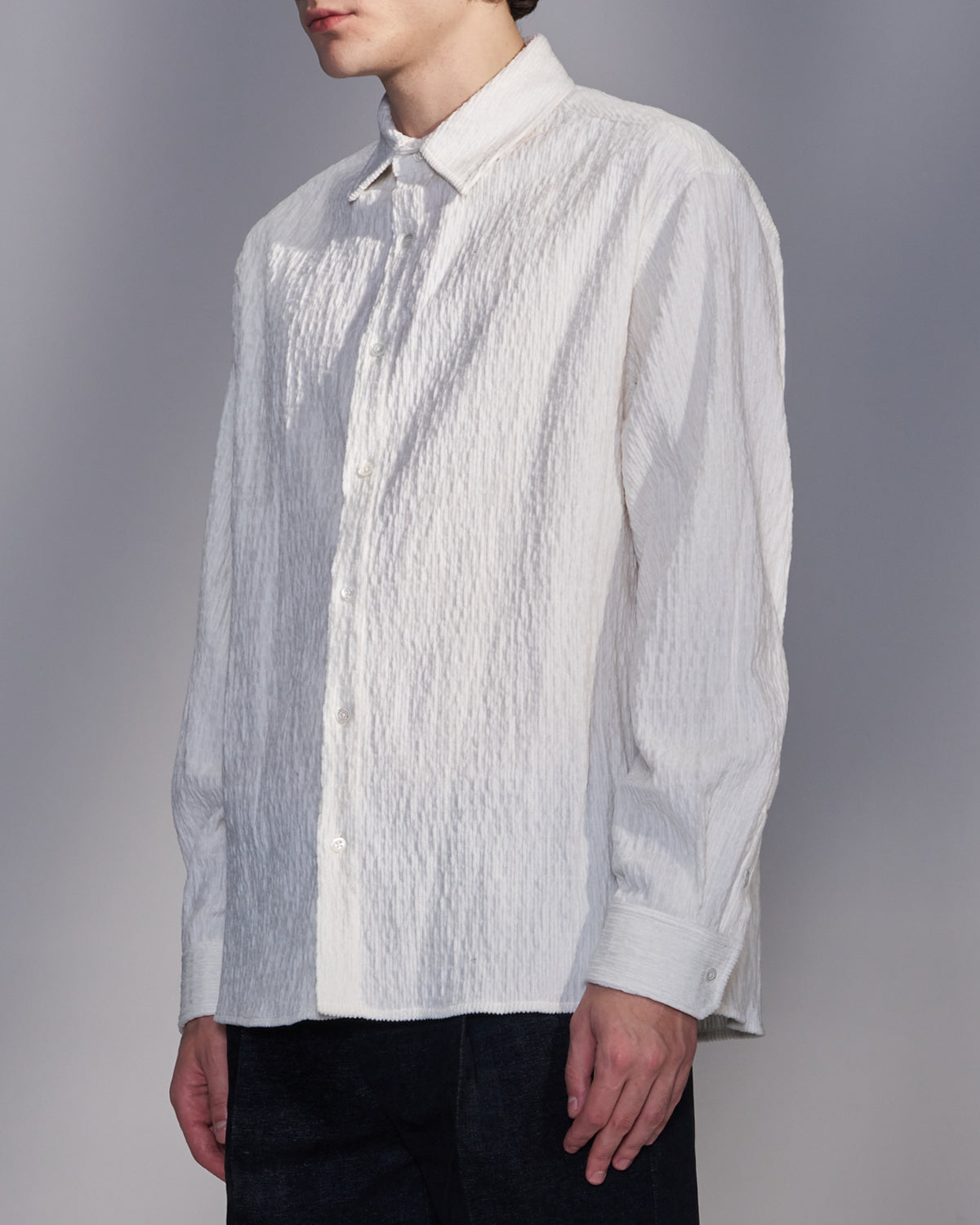HARRISON WONG / Smocked Corduroy Shirt - White