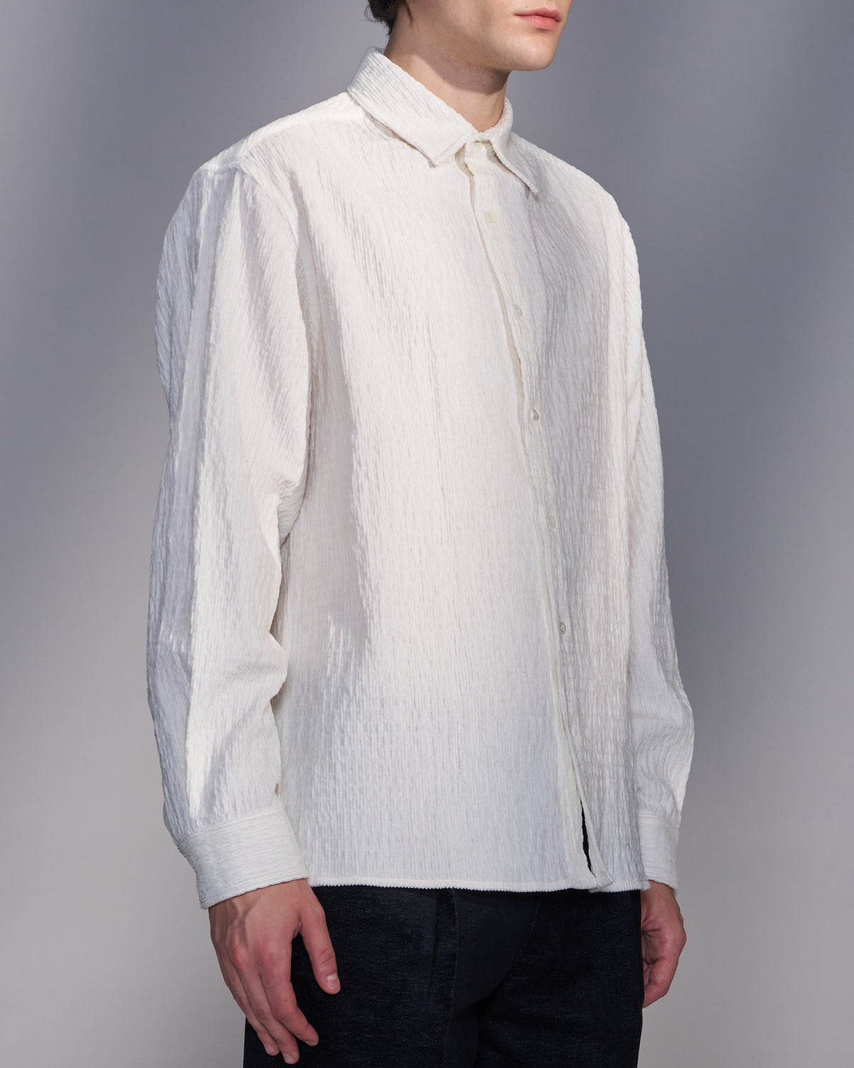 HARRISON WONG / Smocked Corduroy Shirt - White