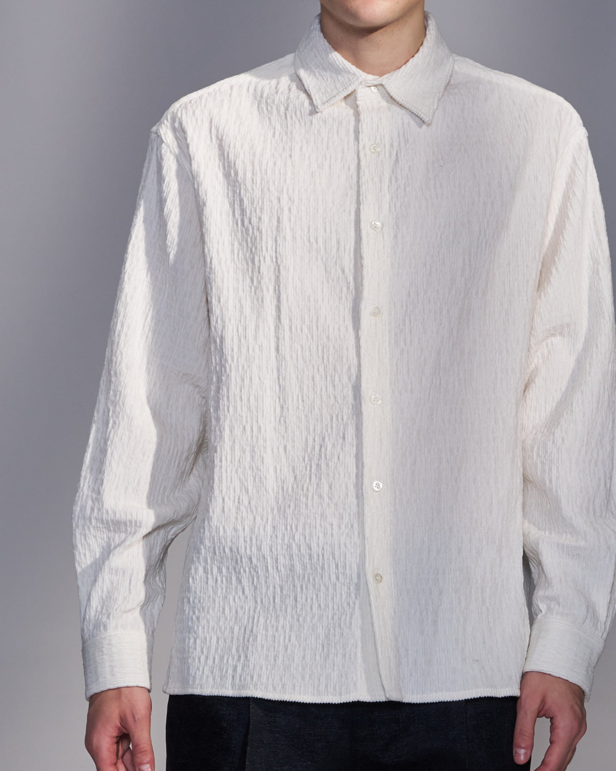 HARRISON WONG / Smocked Corduroy Shirt - White