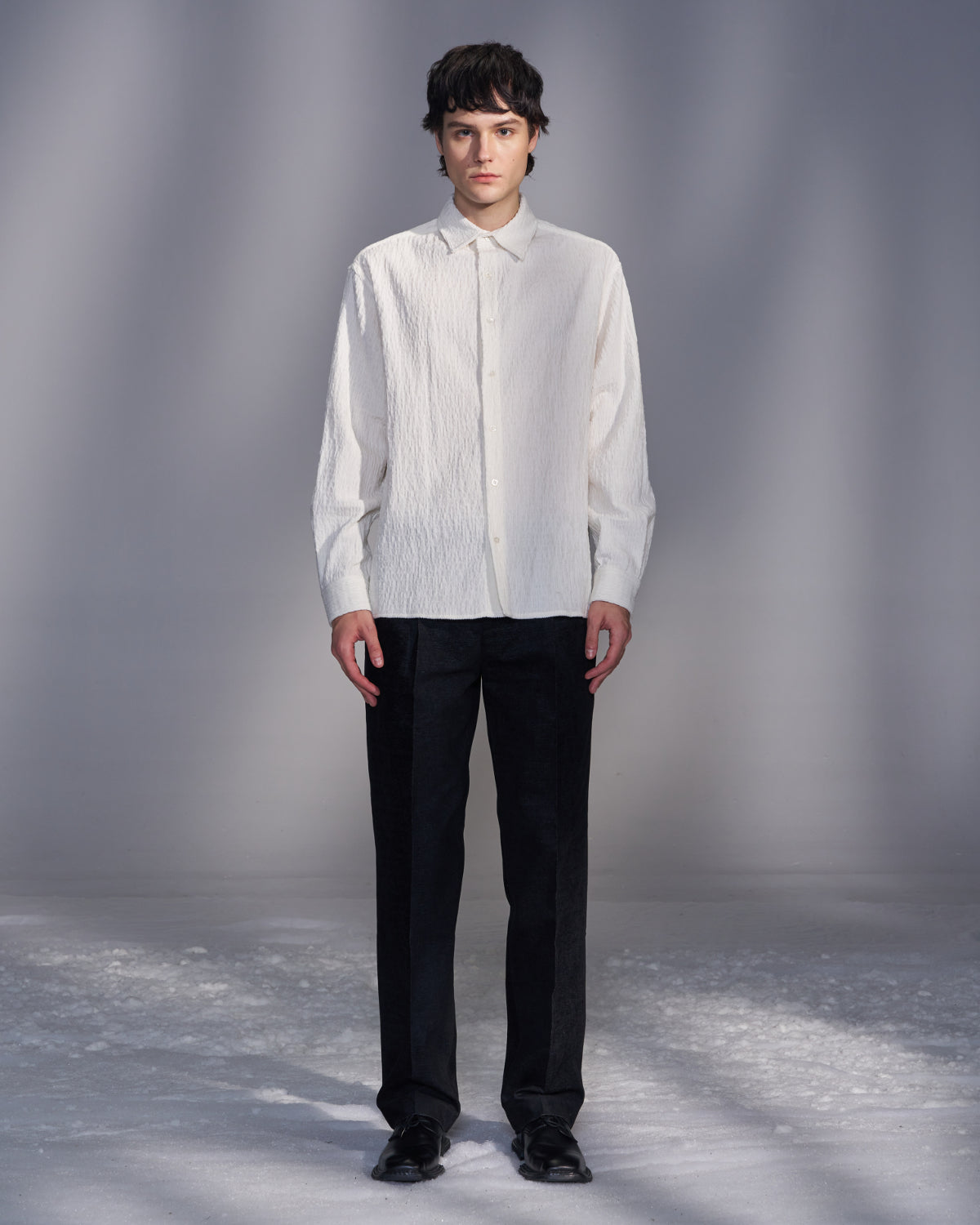 HARRISON WONG / Smocked Corduroy Shirt - White