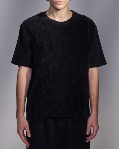HARRISON WONG / Smocked Corduroy T-Shirt - Black