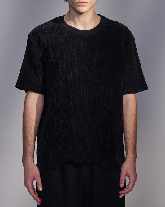 HARRISON WONG / Smocked Corduroy T-Shirt - Black