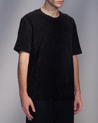 HARRISON WONG / Smocked Corduroy T-Shirt - Black