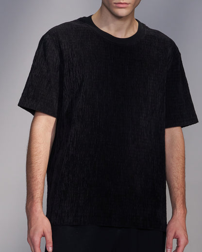 HARRISON WONG / Smocked Corduroy T-Shirt - Black