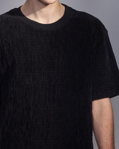 HARRISON WONG / Smocked Corduroy T-Shirt - Black