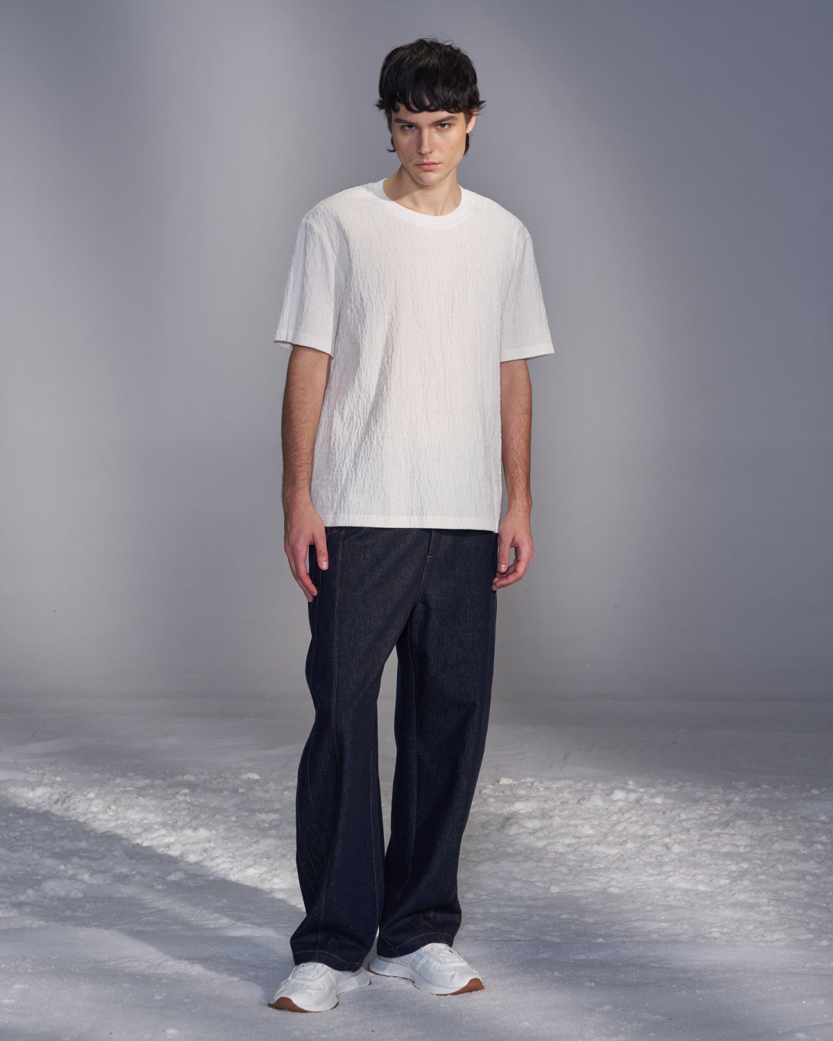 HARRISON WONG / Smocked Corduroy T-Shirt - White