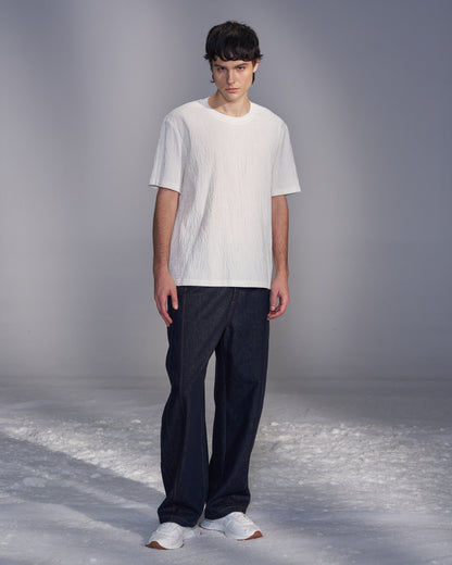 HARRISON WONG / Smocked Corduroy T-Shirt - White