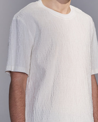 HARRISON WONG / Smocked Corduroy T-Shirt - White