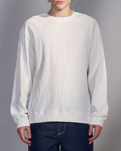 HARRISON WONG / Smocked Corduroy Long Sleeve T-Shirt - White