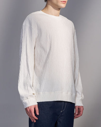 HARRISON WONG / Smocked Corduroy Long Sleeve T-Shirt - White