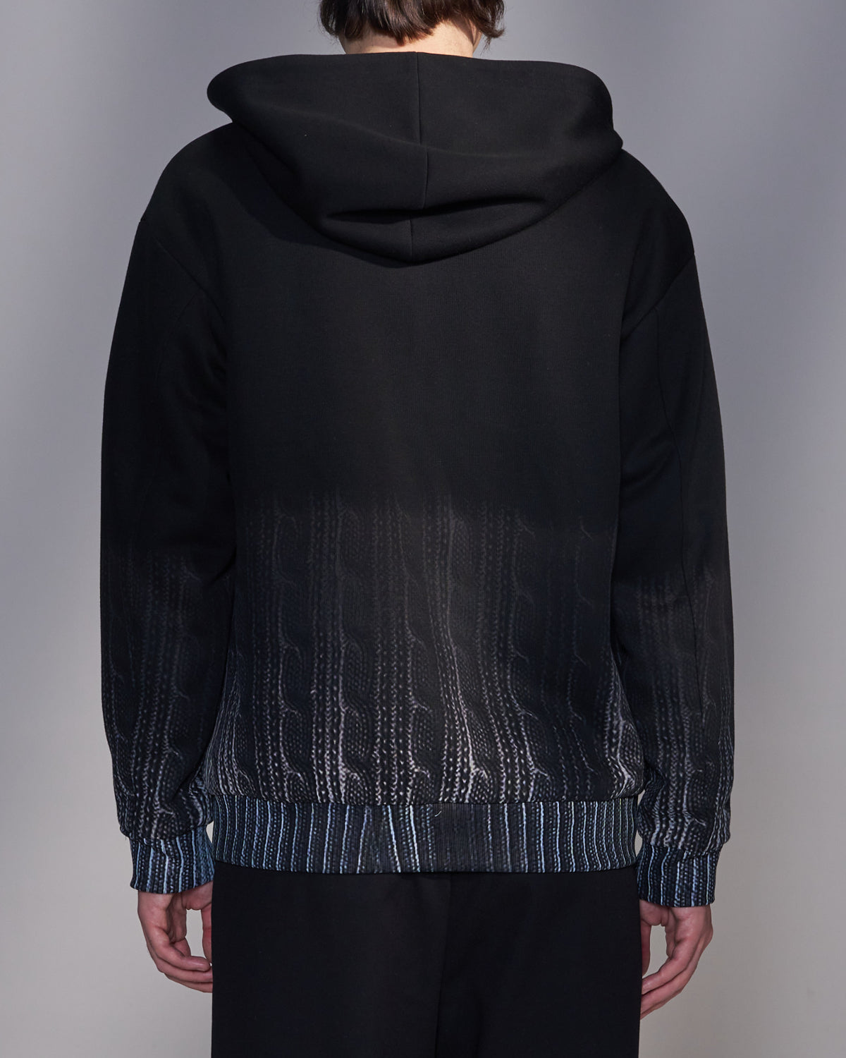 HARRISON WONG / Sweater Print Zip-Up Hoodie - Black