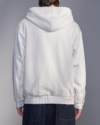 HARRISON WONG / Sweater Print Zip-Up Hoodie - White