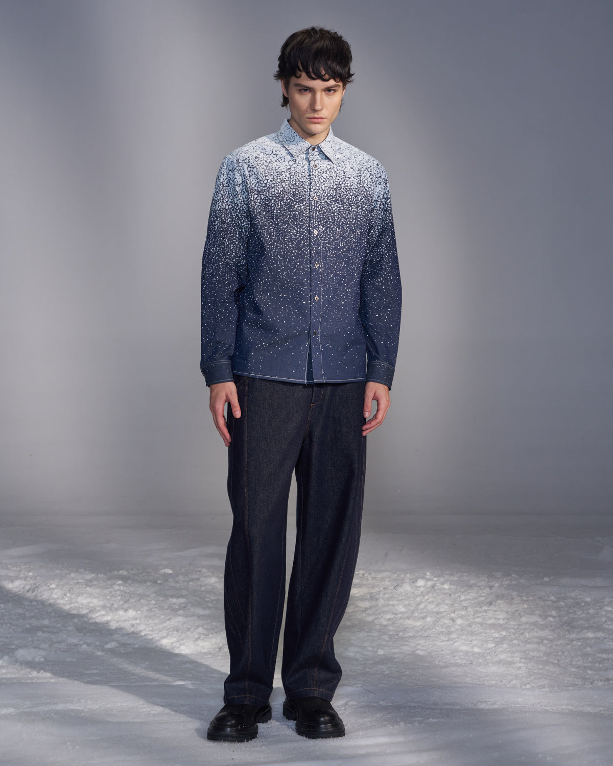 HARRISON WONG / Snowflake Printed Denim Shirt
