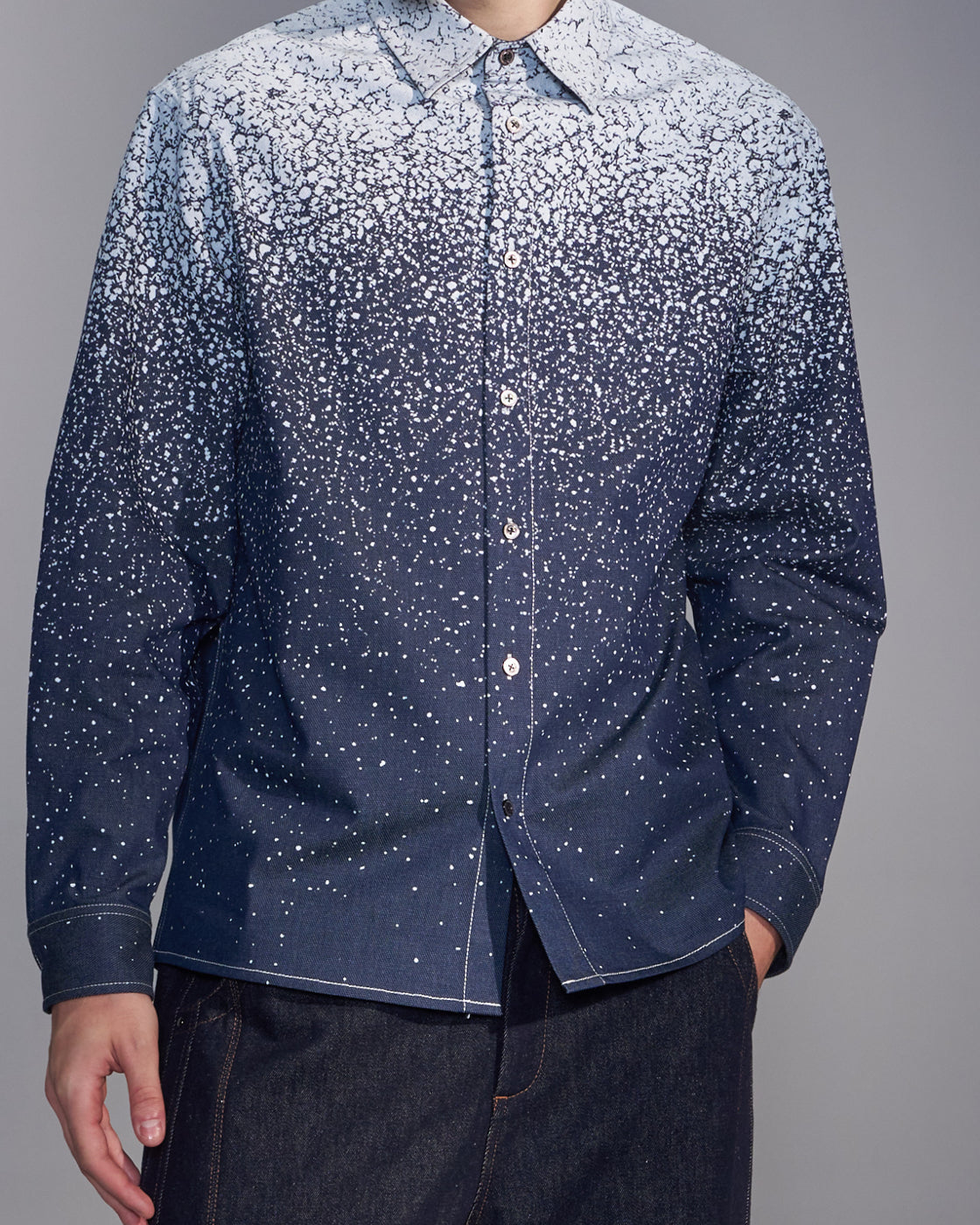 HARRISON WONG / Snowflake Printed Denim Shirt