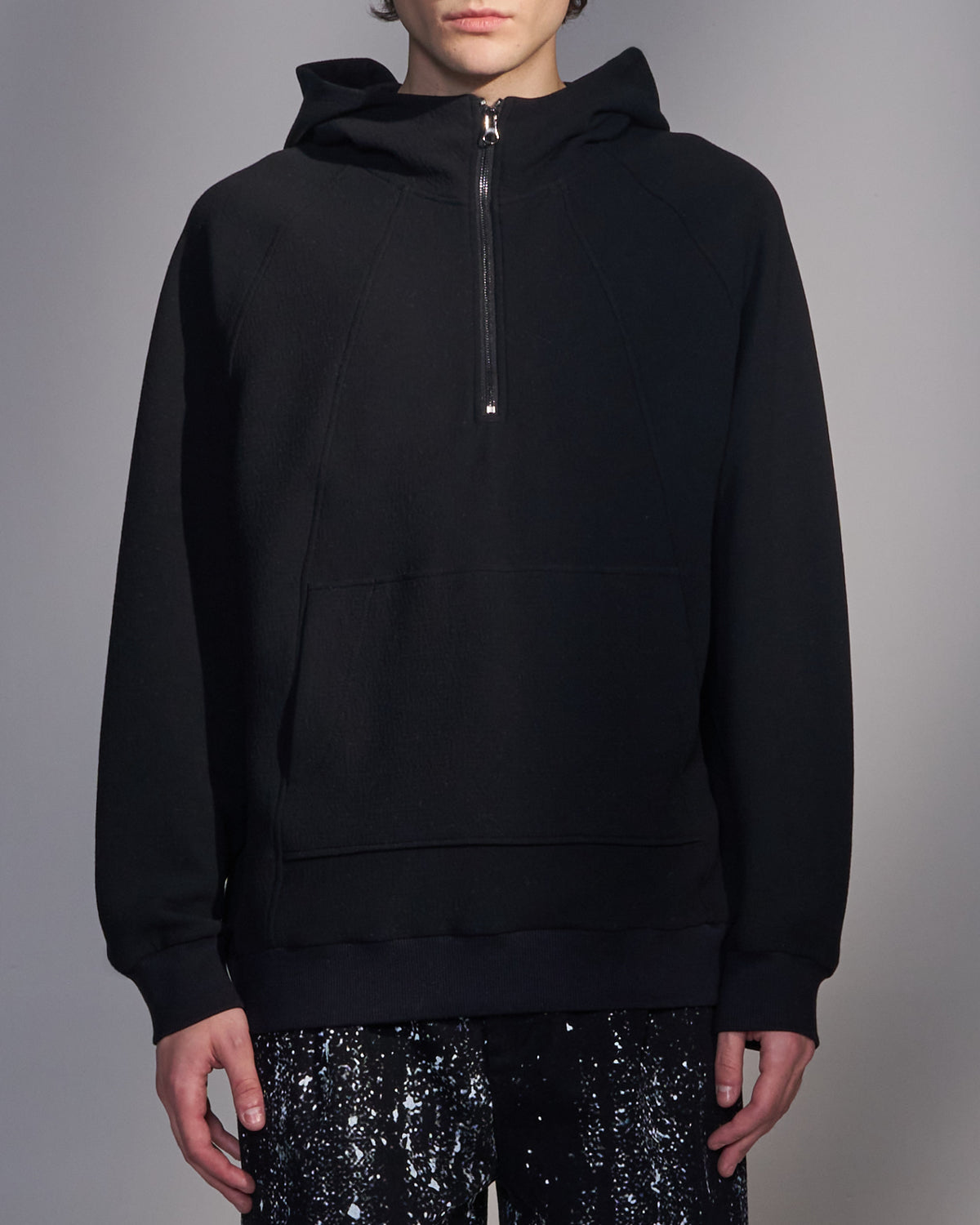 HARRISON WONG / Textured Knit Zip-Up Hoodie - Black