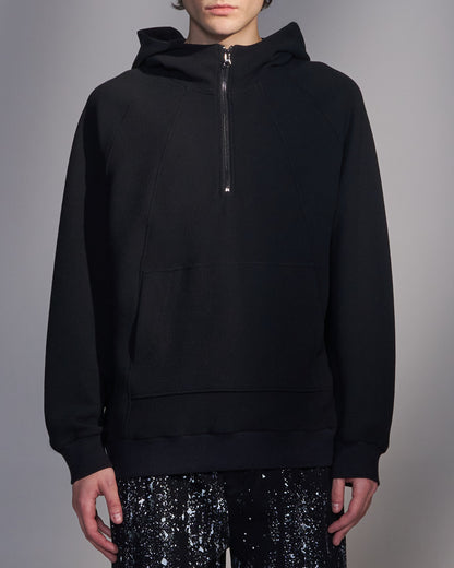 HARRISON WONG / Textured Knit Zip-Up Hoodie - Black
