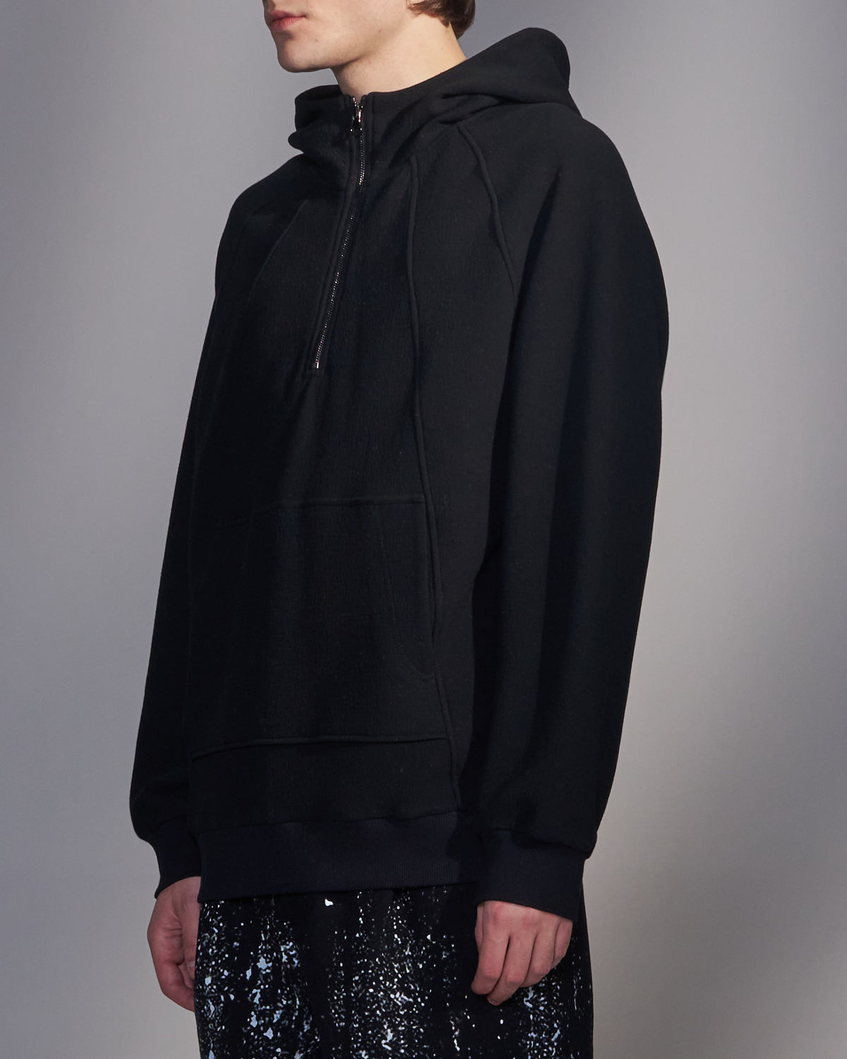 HARRISON WONG / Textured Knit Zip-Up Hoodie - Black