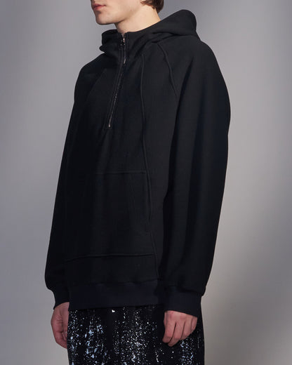 HARRISON WONG / Textured Knit Zip-Up Hoodie - Black