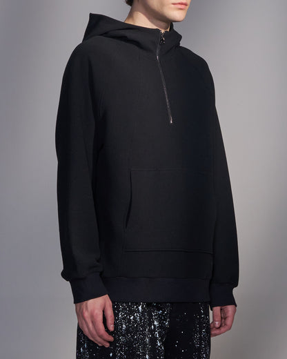 HARRISON WONG / Textured Knit Zip-Up Hoodie - Black
