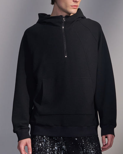 HARRISON WONG / Textured Knit Zip-Up Hoodie - Black