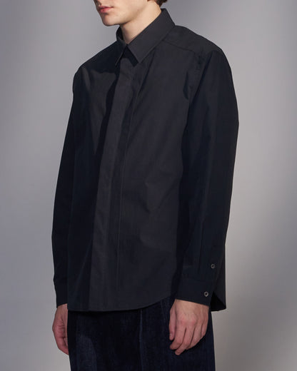 HARRISON WONG / Cotton Shirt With Hidden Placket & Pleats - Black