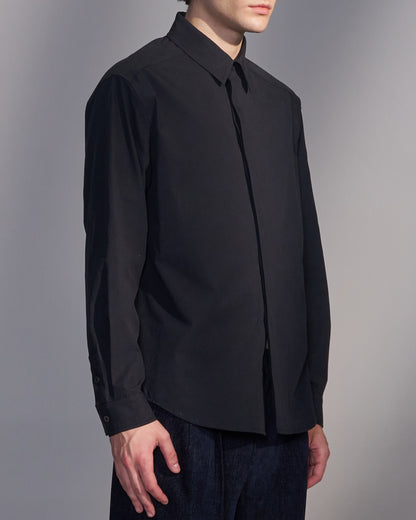 HARRISON WONG / Cotton Shirt With Hidden Placket & Pleats - Black