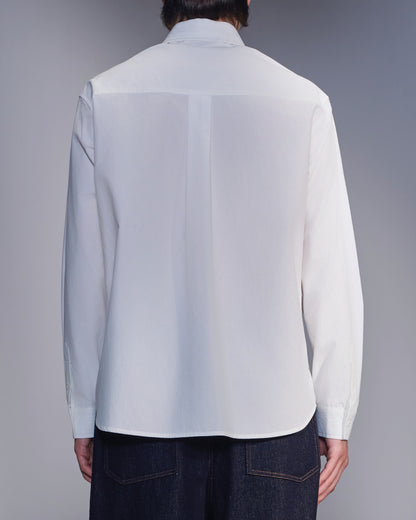 HARRISON WONG / Cotton Shirt With Hidden Placket & Pleats - White