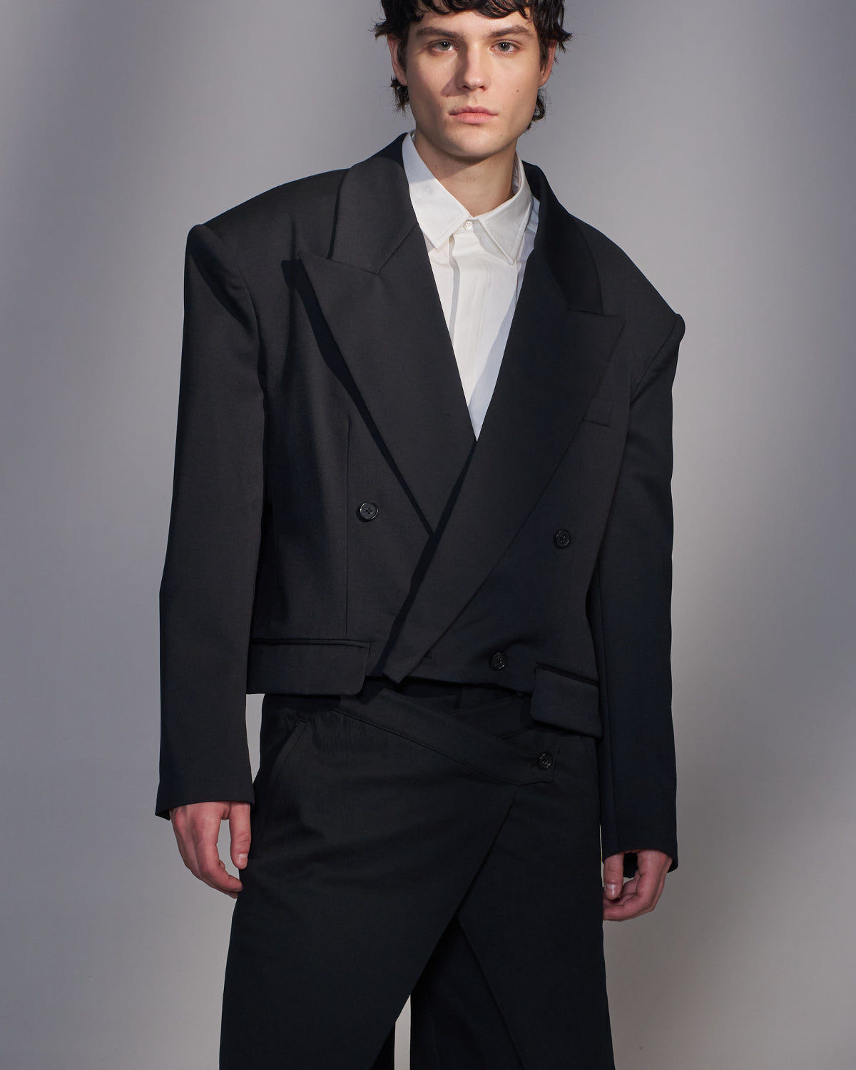 HARRISON WONG / Cropped Oversized Double Breasted Blazer