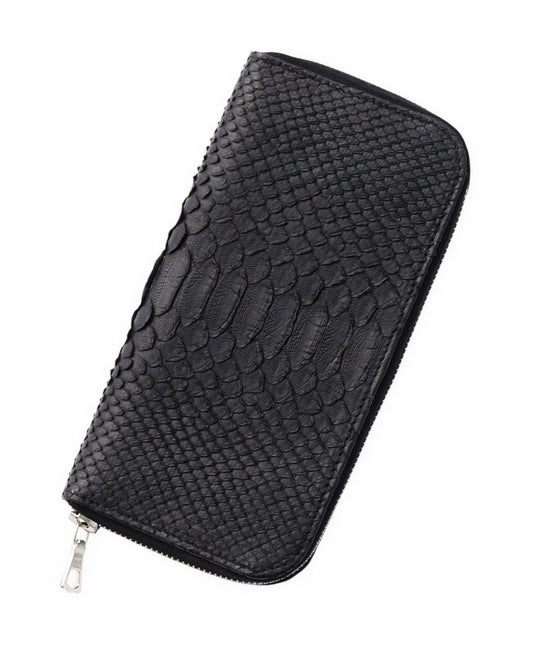 gène par YUKIO MISHIBA / Python Round Zipper Wallet - Black×Black