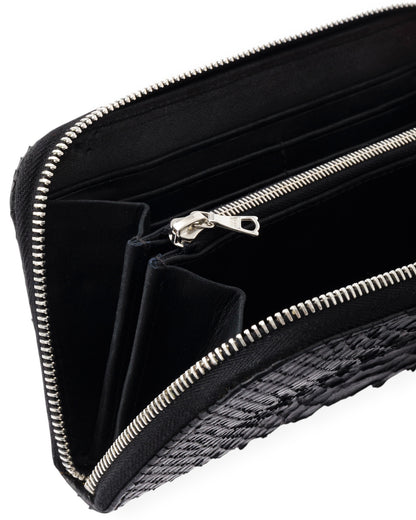gène par YUKIO MISHIBA / Python Round Zipper Wallet - Black×Black